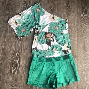 Arden B size small one shoulder top, size 2 shorts